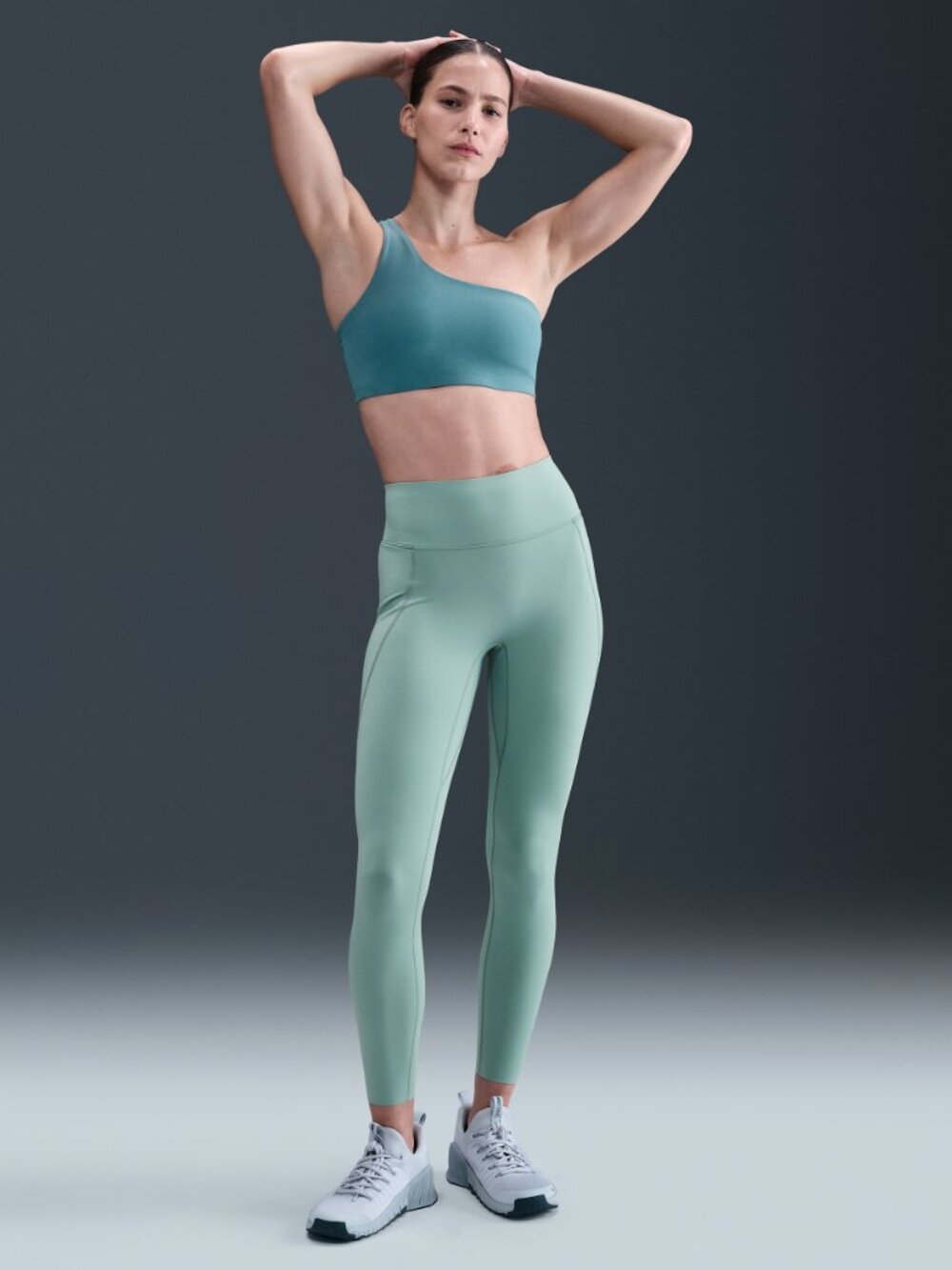 Women's Nike Universa High Waisted 7/8 Leggings No Front Seam Green Size XS